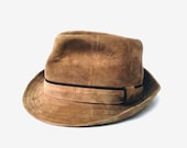Vintage Westbury mens fedora hat authentic genuine suede leather hat brown leather hat leather fall hat mens gift for him country fedora hat
