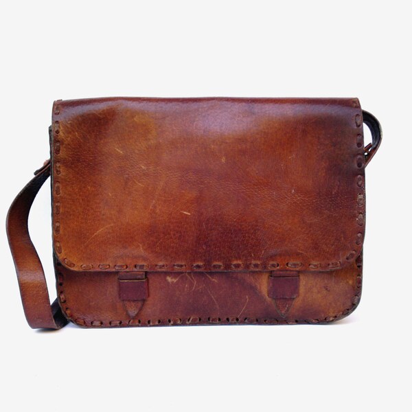 Brown genuine leather shoulder bag leather messenger bag women tote travel bag leather purse bag gift for women vintage accessory bag