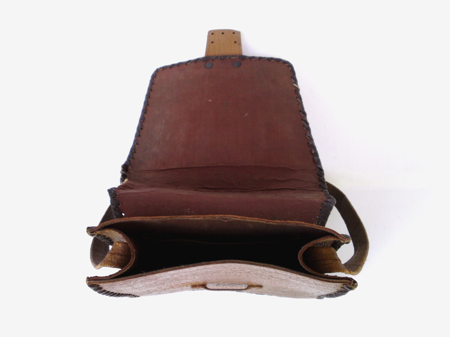 ZHIYONG Women's Genuine Leather Shoulder Bag - Hand-Carved Saddle Bag, Green & White, Adjustable Strap