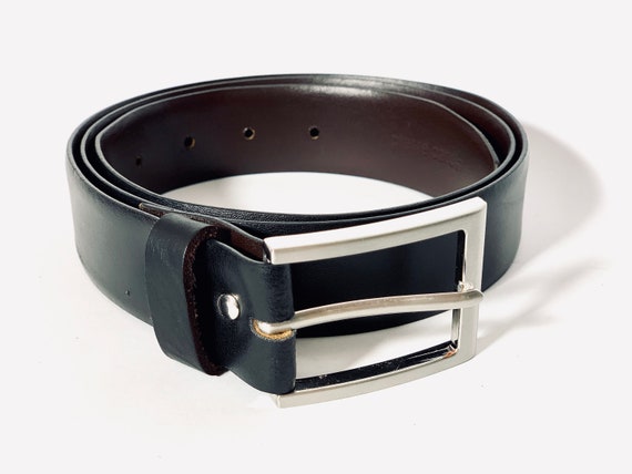 Vintage genuine leather belt black leather belt mens leather | Etsy