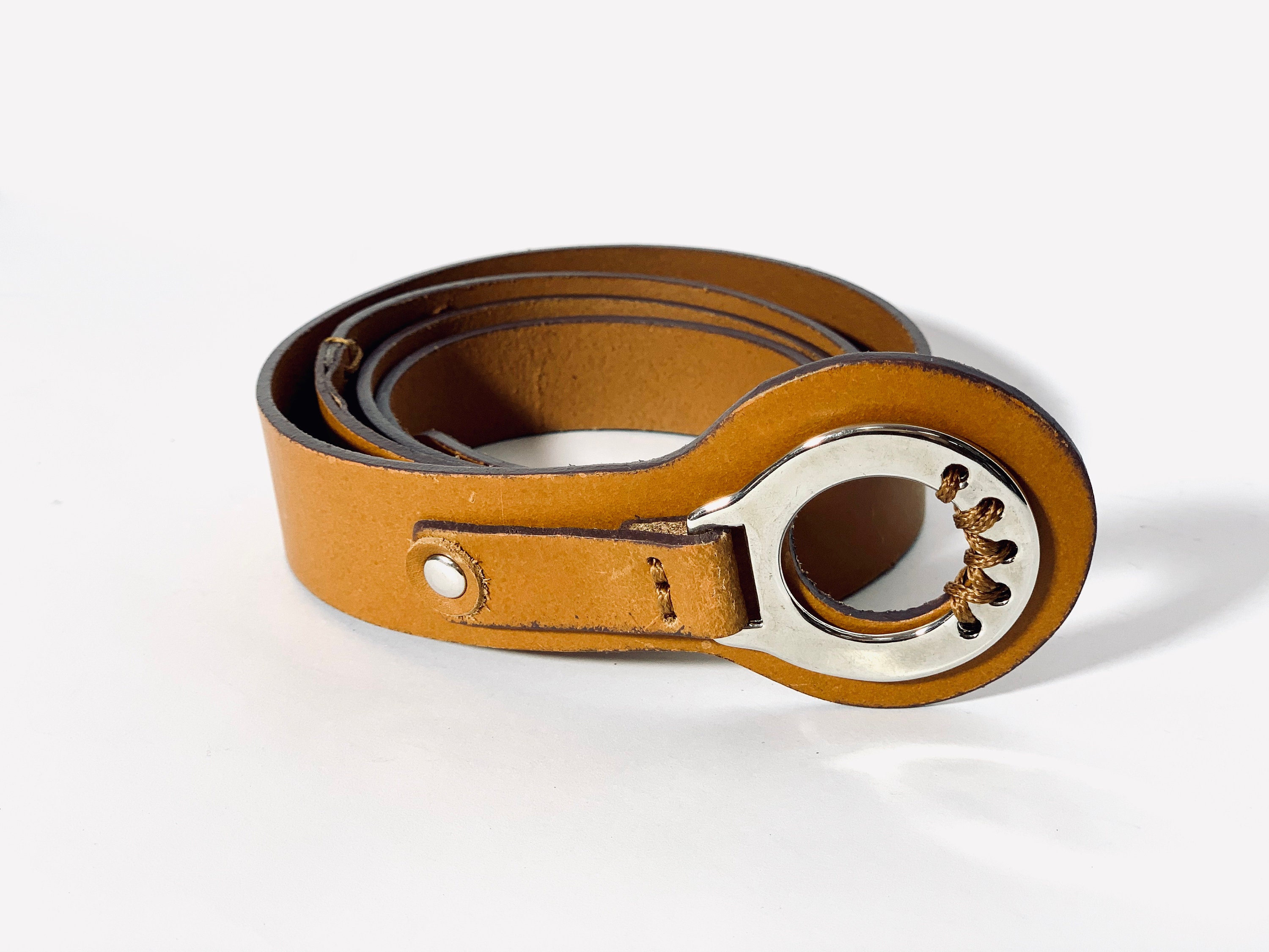 Vintage genuine leather belt brown genuine leather belt womens leather ...