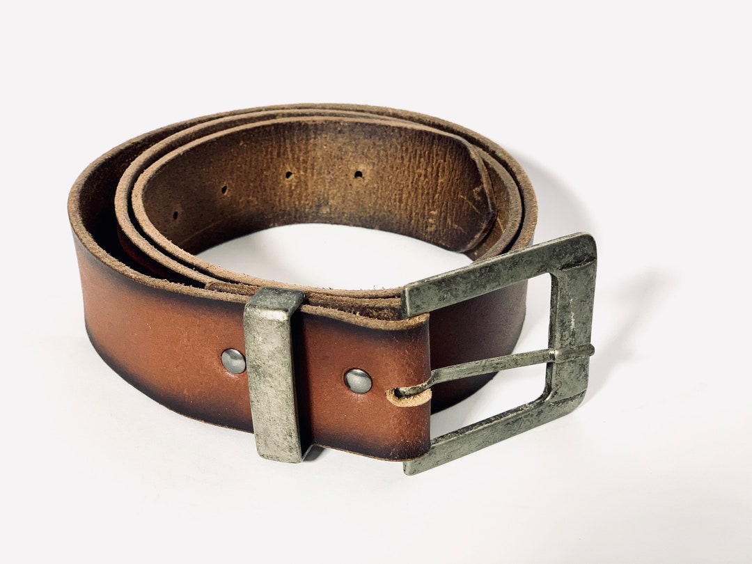 Vintage Genuine Leather Belt Brown Genuine Leather Belt Mens - Etsy