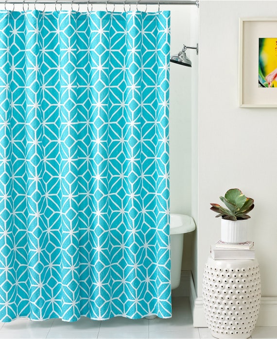 Trina Turk For Schumacher Trellis Shower Curtain In Pool Blue Etsy