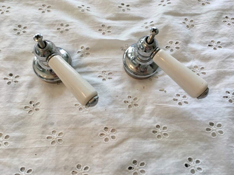 2 Porcelain Faucet Pulls Faucet Handles Bathroom Faucets Home Etsy
