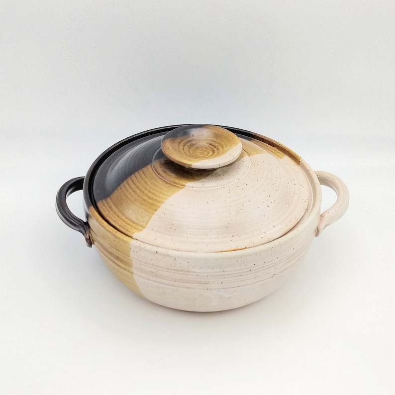 Handmade Pottery Covered Casserole Dish Large Macchiato Etsy