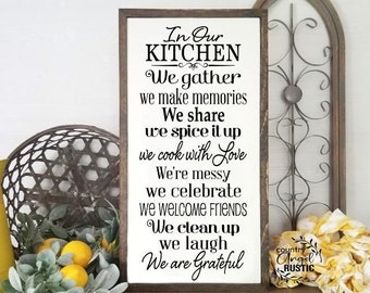 Kitchen Sign | Farmhouse decor | Home sign | Farmhouse Kitchen | Family Sign | Rustic sign | Kitchen Rules