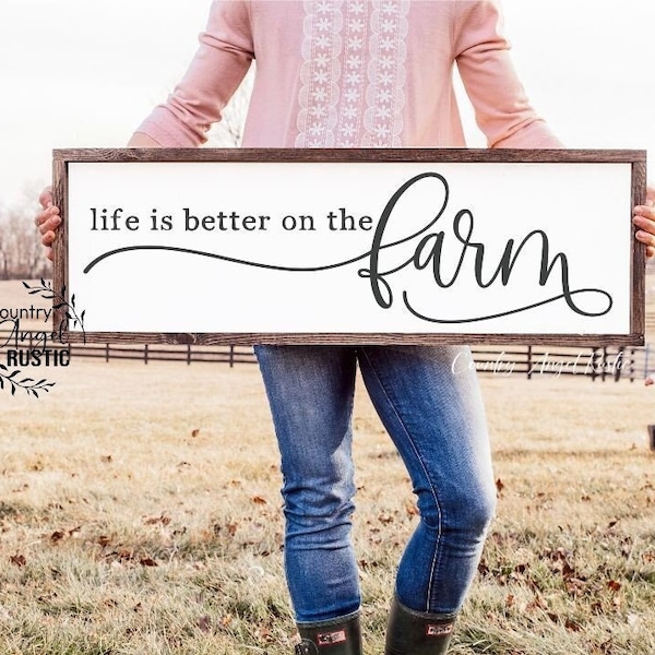 Life Is Better On The Farm | Rustic Country sign | Farmhouse Decor | Farm Sign | Country Roads | Living Room Decor | Western Sign | Farmer|