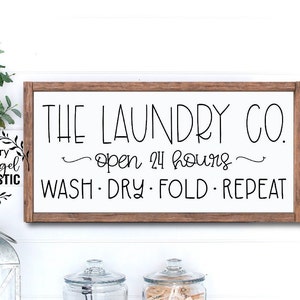 Laundry Sign, Wash Dry Fold Repeat, Laundry Room Wall Decor, Modern Rustic Farmhouse Laundry Sign, Laundry Room Shelf Decor, Rustic Signs