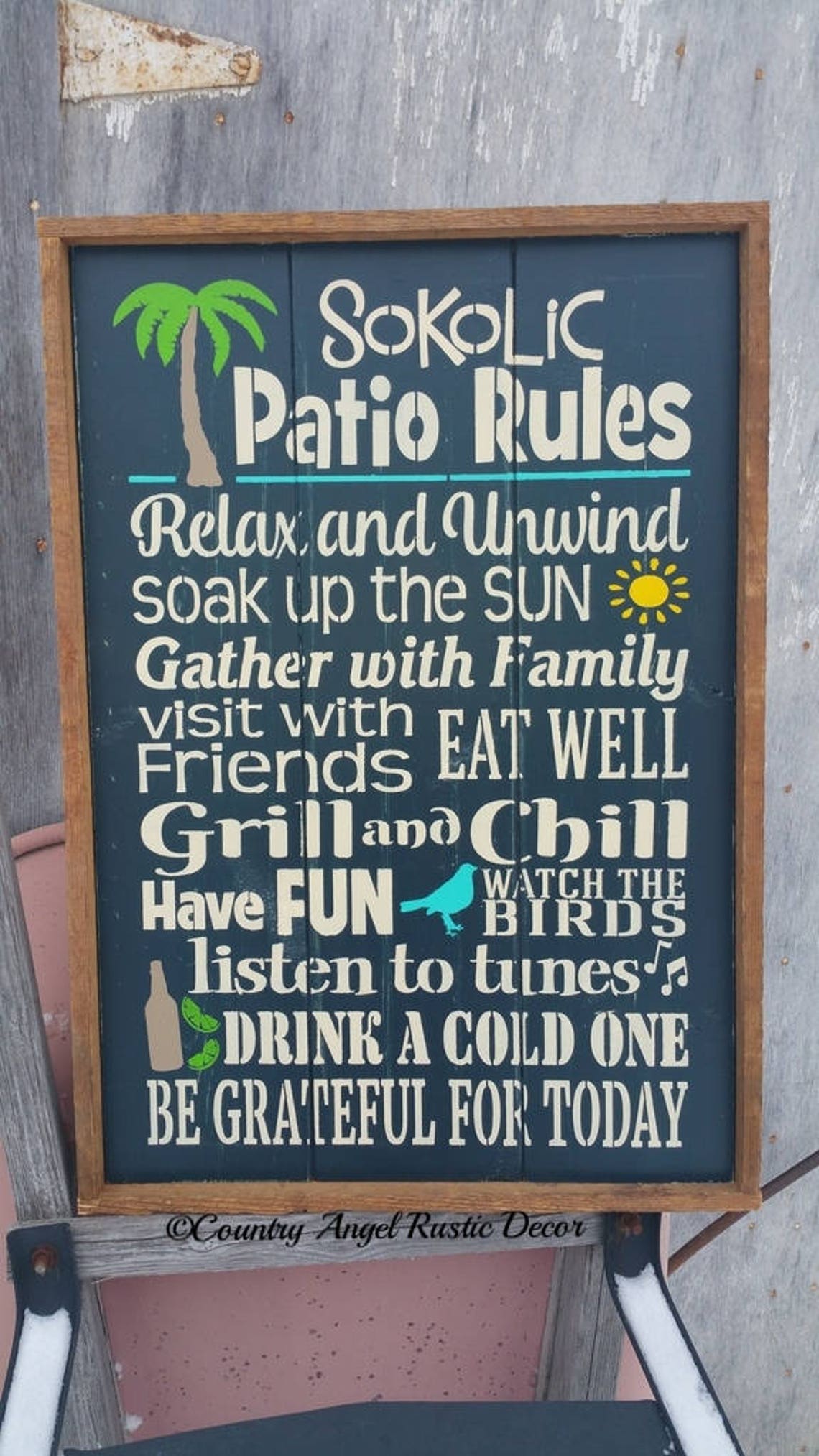 Patio Rules Personalized Rustic Patio wood sign Outdoor Etsy
