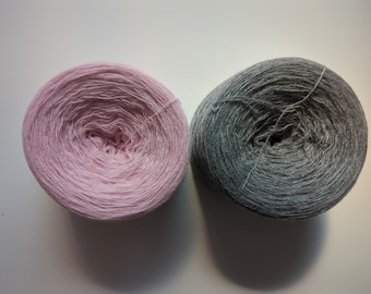 PINK and GRAY  wool cashmere blend 4090 yards recycled yarn