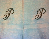 Monogrammed  Towels- Letter P Towels- Monogrammed Cotton Hand Towels-Wedding Towel Gift Set