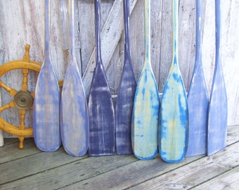 2 Canoe Paddles 60" Blue Stained Boat Oars Paddle Beach Cabin Lakehouse YOUR CHOICE Blue Custom
