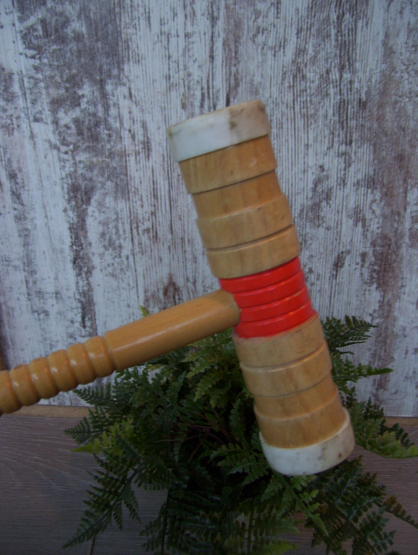 Croquet Wood Mallet Sports Decor Lawn Game Single Wooden Striped