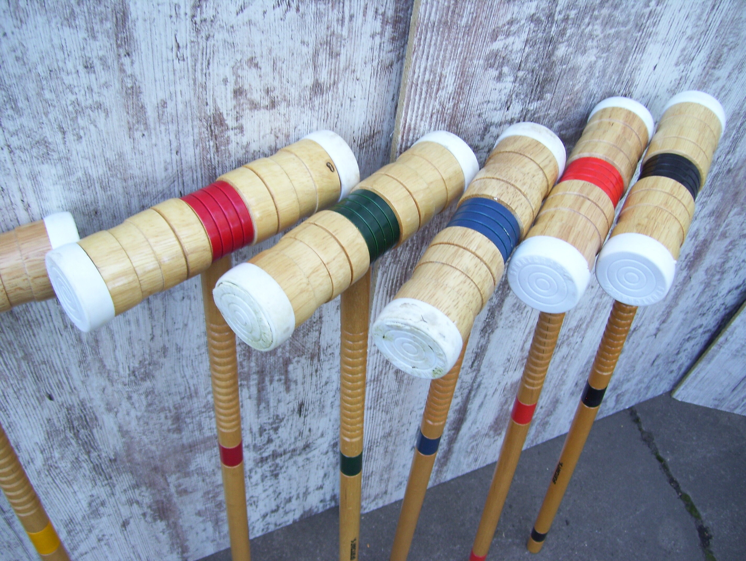 6 Wood Croquet Set Striped Mallets Sports Decor Lawn Game Etsy