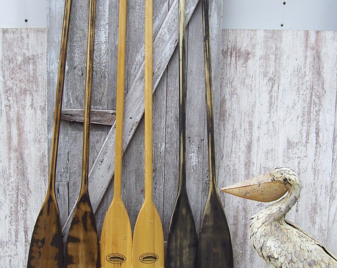 2 Vintage Wooden Canoe Paddle Feather Brand Paddles OR 2 Black Stained