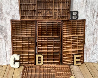 Hamilton Wood Printers Drawer Typeset Printers Tray Letterpress Curio Shelf Sections YOUR CHOICE Premium Madison