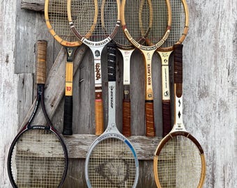 Wood Tennis Racquet Wilson Jack Kramer Autograph Spalding Pancho Gonzales John McEnroe Dunlop Don Budge Regent Wooden Racket 23