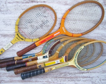 Wood Tennis Racquets Wilson Billie Jean King Chris Evert Maureen Connolly Bancroft Davis TAD Alice Marble Wood Rackets Sports Decor 16