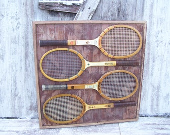 4 Wood Tennis Rackets Wilson Jack Kramer Pancho Gonzales Spalding Billie Jean King Chris Evert  Wooden Racquets