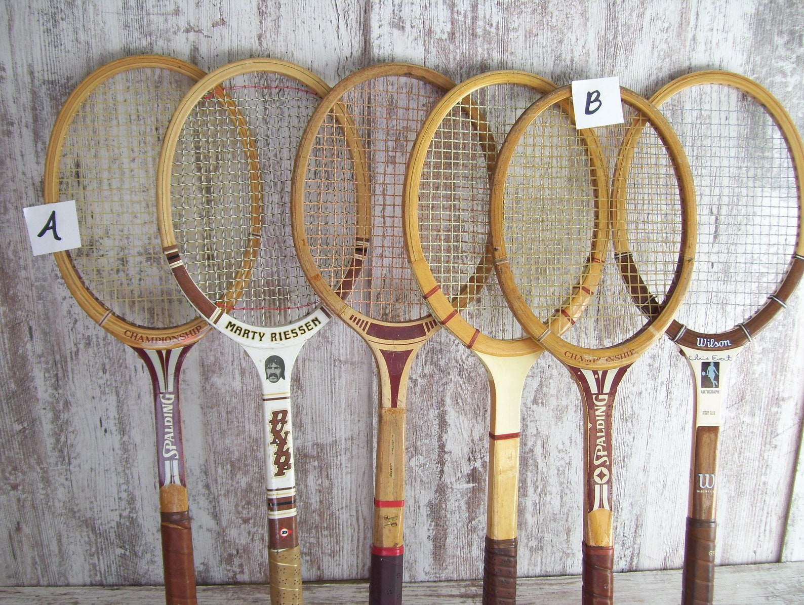 Wood Tennis Racquets Dunlop Marty Riessen Wilson Chris Evert Etsy