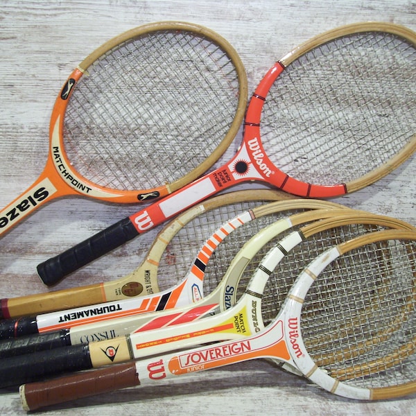 Wood Tennis Racquets Wilson Dunlop Slazenger Wright and Ditson Tournament Matchpoint Tournament Wood Rackets Tennis Orange Collection