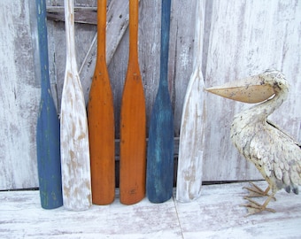 2 Vintage Wooden Smokers Paddles 83&quot; Or SINGLE White Painted Oars Navy 69&quot; Wood Boat Oars Paddle Beach Cabin Lakehouse Decor YOUR CHOICE #7