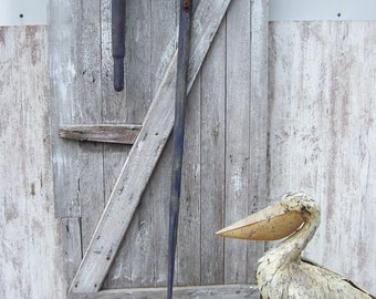 Antique Wood Forward Rowing Boat Oar FA Allen Patented 1800's Two Piece Folding Iron Paddle Beach Cabin Lakehouse Decor Nautical