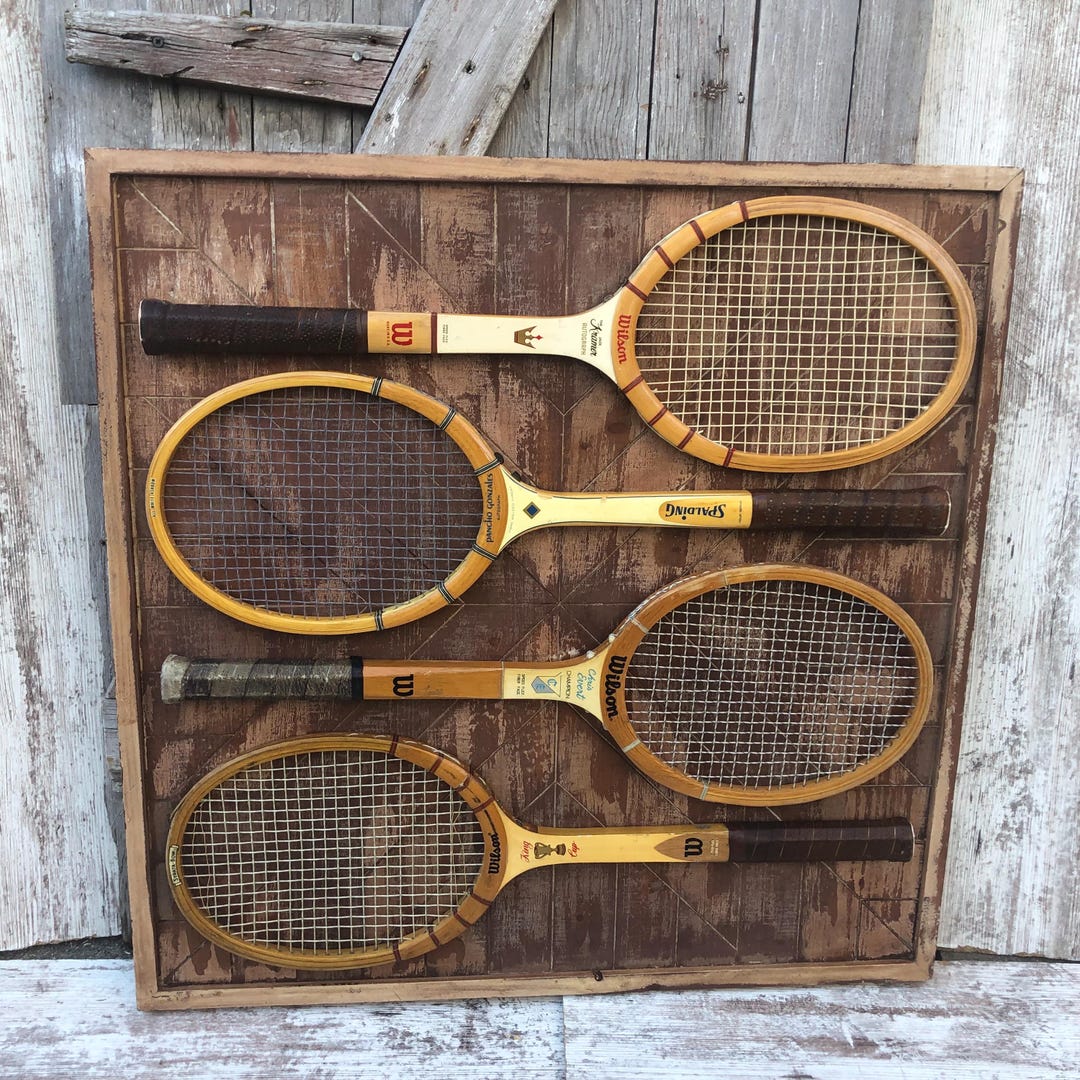 4 Wood Tennis Rackets Wilson Jack Kramer Pancho Gonzales Spalding ...