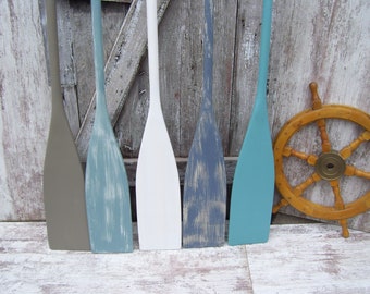 Wooden Oars Painted Wood Boat Oars Canoe Paddle Lakehouse YOUR PICK #38 Sea Colors