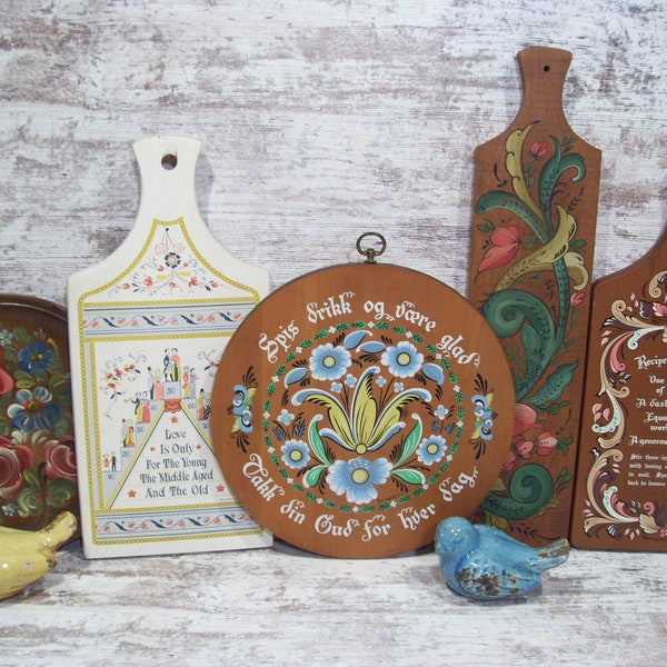 Swedish Folk Art Berggren Couple Bread Board OR Eat Drink Thank God Rosemaling Wood Board OR Recipe For Happiness YOUR Choice