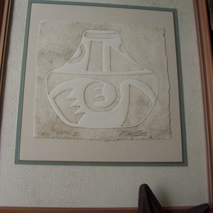 Southwest Pottery Art Wide Wood Frame Arizona Art Desert Art Indian Pots One Pots Collection Embossed Art