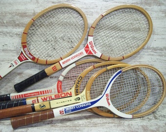 Wood Tennis Racquet Wilson Jimmy Connors Spalding Pancho Gonzales VINTAGE MINT Champion Galaxie Wooden Racquet Sports VM 1