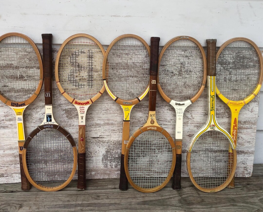 All Wood Racket Wood Tennis Racquets Wilson Chris Evert Maureen Connolly WCT Spalding ...