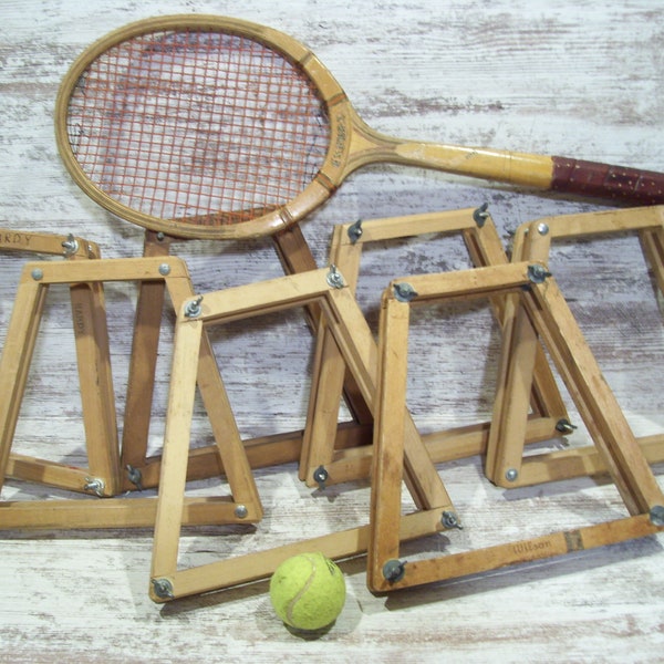 Wood Tennis Racket Press Protector Rustic Wood Framed Wilson Spalding Pennsylvania Sports Decor