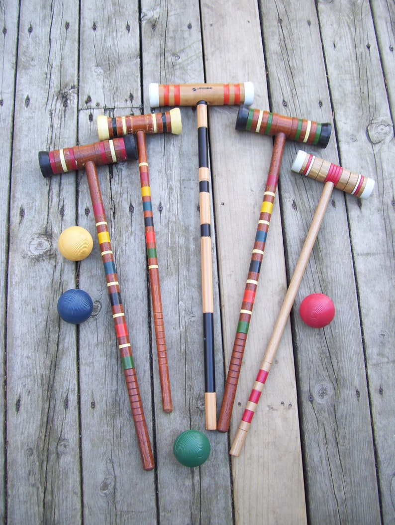 Croquet Wood Mallet Sports Decor Lawn Game Single Wooden Etsy