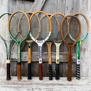 Wood Tennis Racquets Spalding Impact Pancho Gonzales Wilson Pointmaker McClurg & Co Yonex  Rackets Sports Decor 2