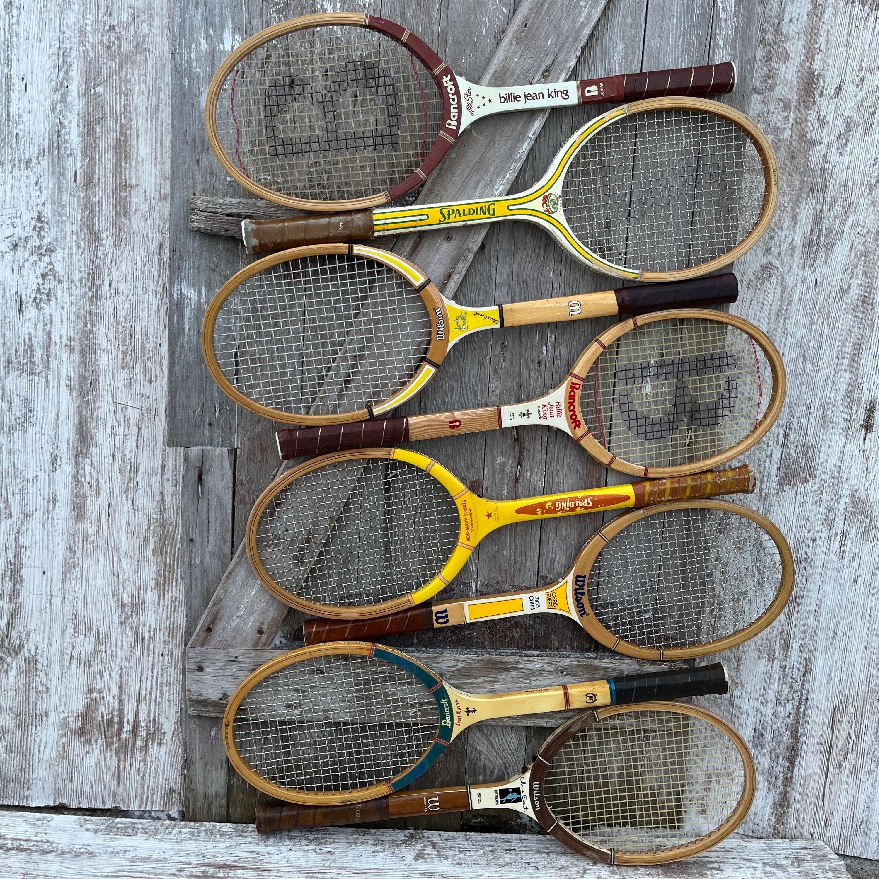 Wood Tennis Racquets Wilson Chris Evert WCT Spalding Bancroft