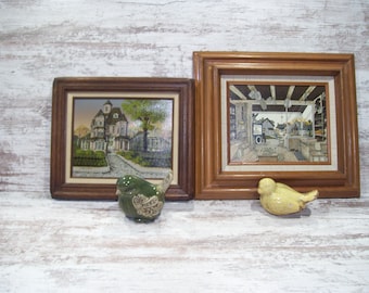 H Hargrove Victorian House Signed Serigraph Oil Painting Framed Grand Lady Architecture OR Mercantile Store
