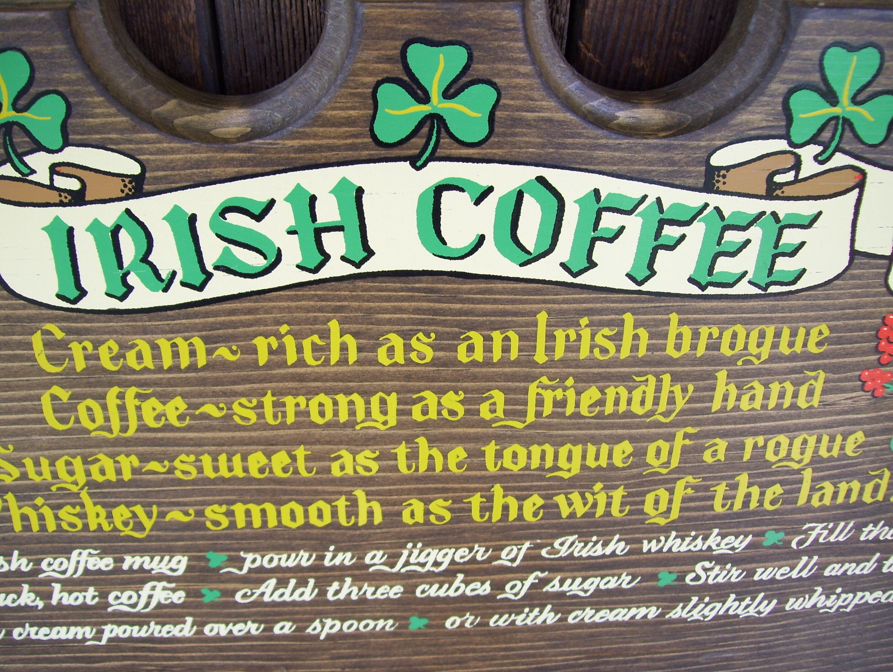 Irish Coffee Wooden Wall Shelf Shamrocks Coffee Lover Shield Etsy