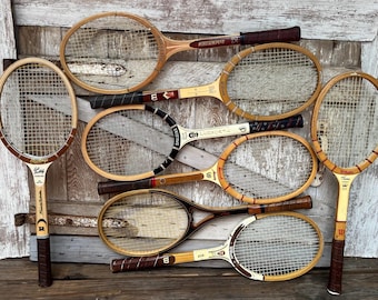 Wood Tennis Racquet Wilson Jack Kramer Tony Trabert Spalding Pancho Gonzales Dunlop John McEnroe  Head Guillermo Vilas Wooden Racquet VM1