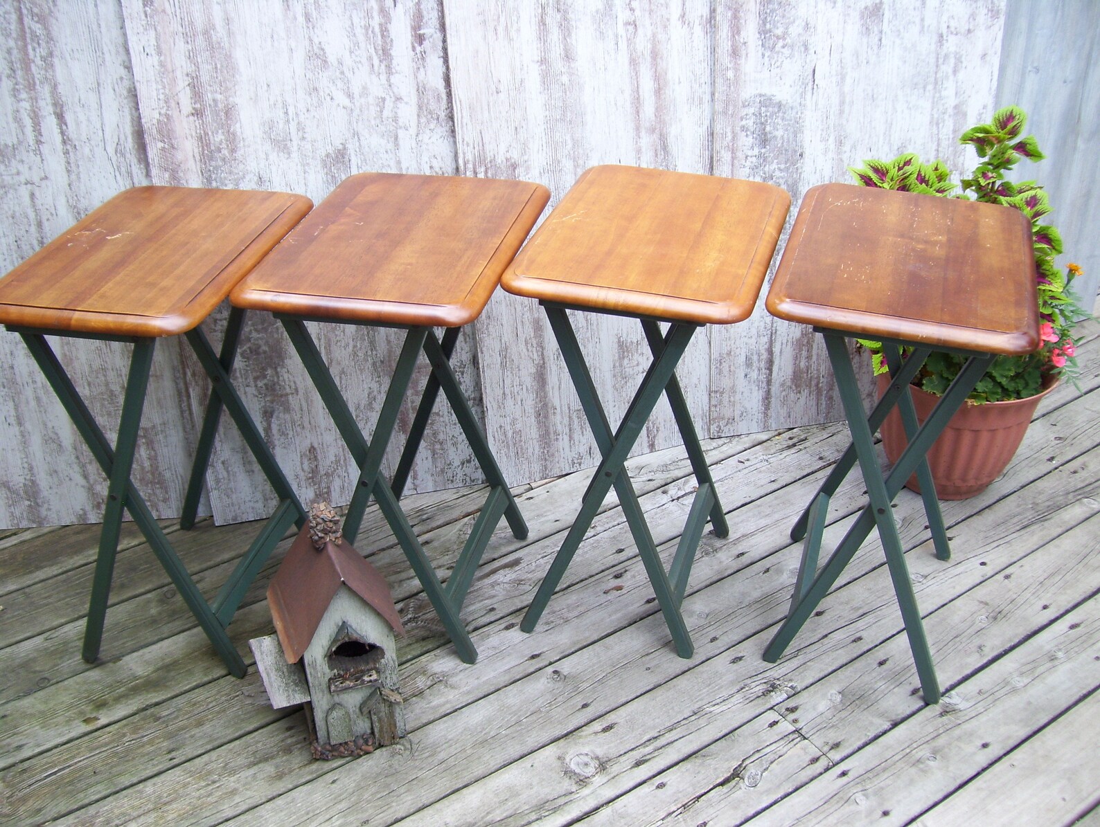 4 Wooden TV Trays Heavy Solid Wood Tray Slide Bar TV Tray Etsy