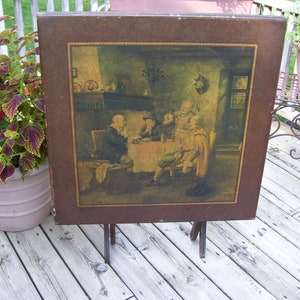 Ye Olde Tavern Wood Stand Up Folding Table Fritz Wagner Hohenberg Lithograph Wood Card Table Topper Products Bridge