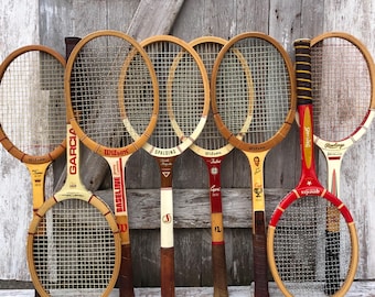 Wood Tennis Racquets Wilson Jack Kramer Spalding Pancho Gonzales Harold Solmon Tony Trabert Wood Rackets Sports Decor 25
