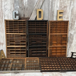 Hamilton Printers Tray Letterpress Drawer Typeset Ludlow Wood Display Case Trinkets Alpine