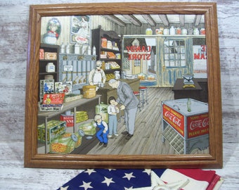 RARE H Hargrove Candy Store Coca Cola Numbered Hand Signed Serigraph Oil Painting Coke Collector Collectors Corner