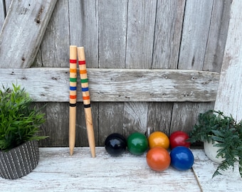 Wood Croquet Balls OR Start Finish Stakes Forster Lawn Game