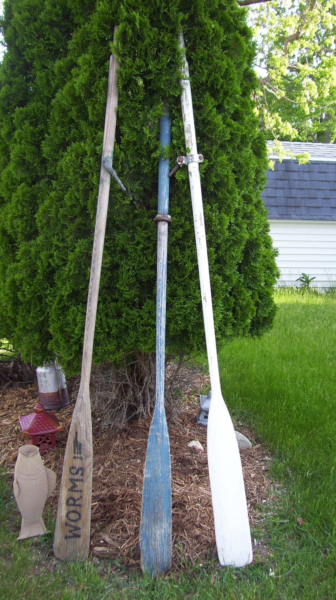 Vintage Wooden Oar Boat Locks 77 LONG White Oar Paddle Etsy