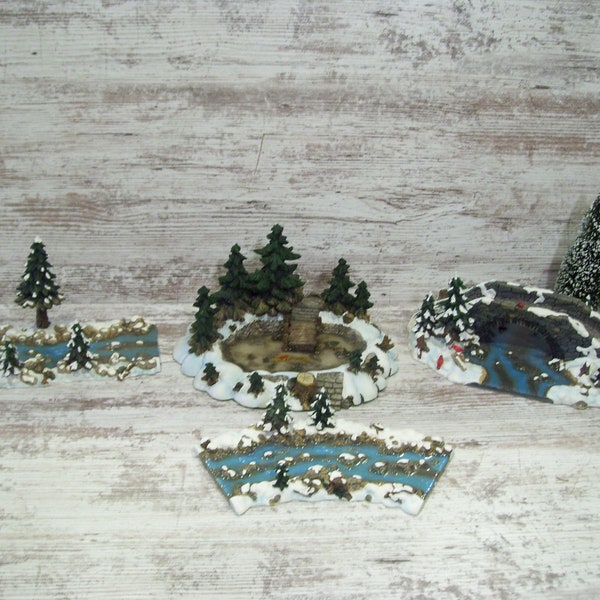 Dept 56 Accessories Snow Village Mill Creek Bridge Straight Sections OR Curved Section OR Pine Point Pond Department 56