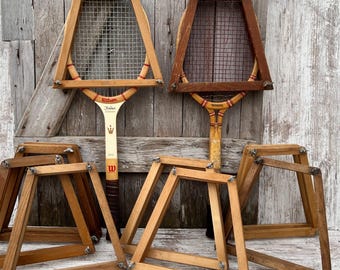 Wood Tennis Racket Press Protector Rustic Wood Framed Wilson Spalding Pennsylvania Sports Decor