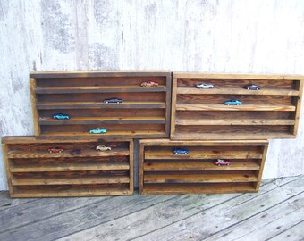 Heavy Wood Display Tray Industrial Tool Cart Drawer Curio Shelf Sections YOUR CHOICE Rustic Greasy Car Collections